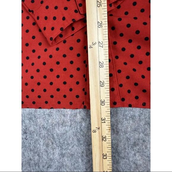 Notations Shirt Women's Size XL Red Black Polka Dot Polyester Stretch Button-Up - Picture 7 of 8